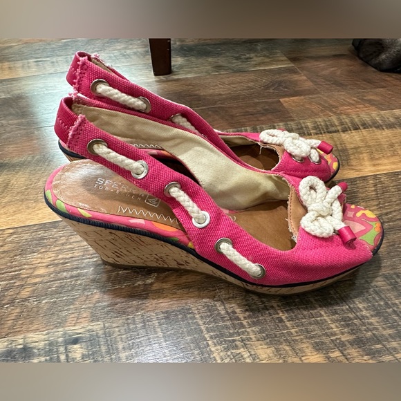 SPERRY Pink with multicolor design Wedges Size 7.5 - Picture 3 of 3